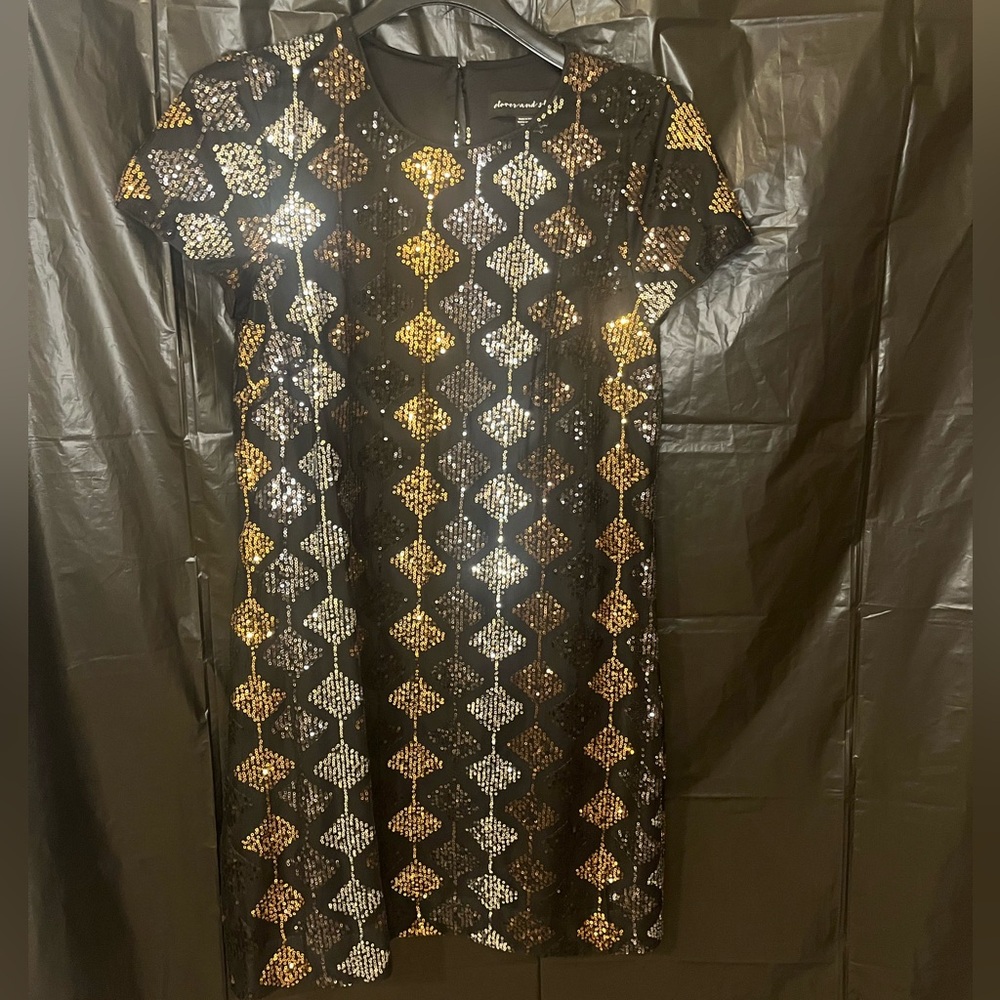 Glamorous Black and Gold Sequin Mini Dress